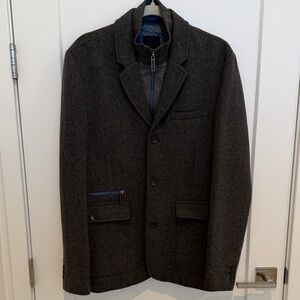 Ted Baker DOM Funnel Neck Wool Jacket Mens Ted Size 5 US XLBlazer Charcoal Grey
